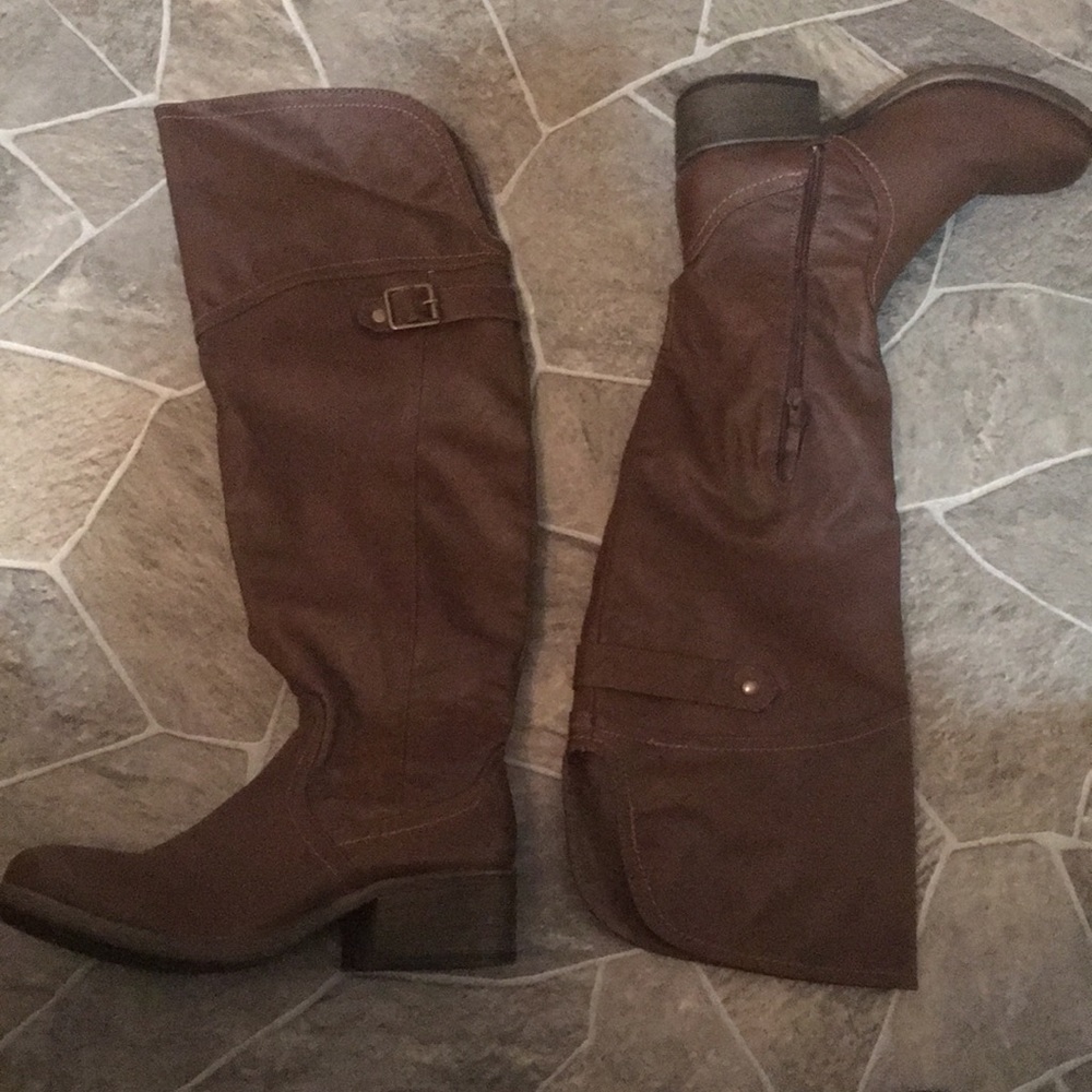 Over the knee chocolate boots